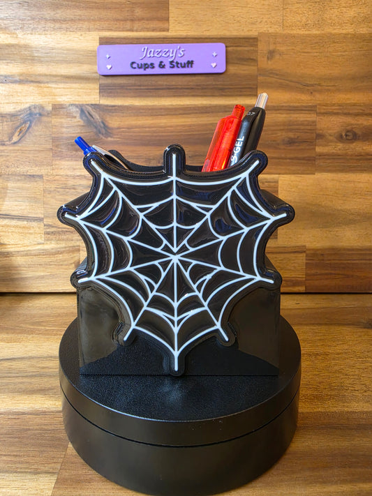 Halloween Spiderweb Pen Holder | 3D Printed Desk Organiser 🕷️🖤