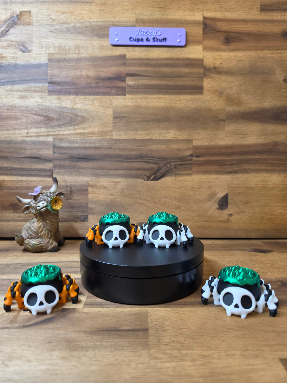 The Creepy Crawly Cauldron – Wiggly Skull Spider 🕷️💚✨