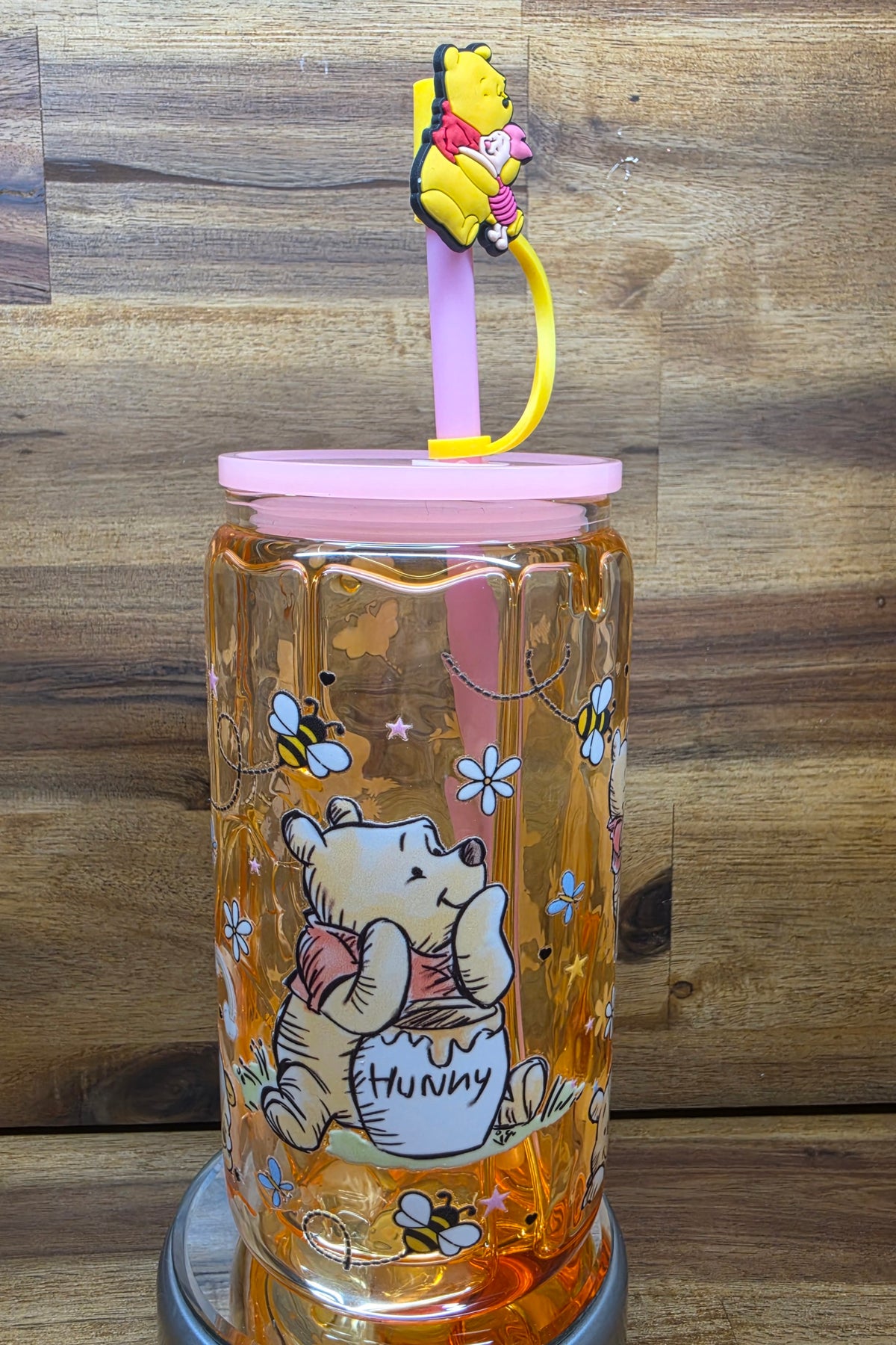 Honey drip 16oz Glass Snow Globe Tumbler 🍯🐝✨