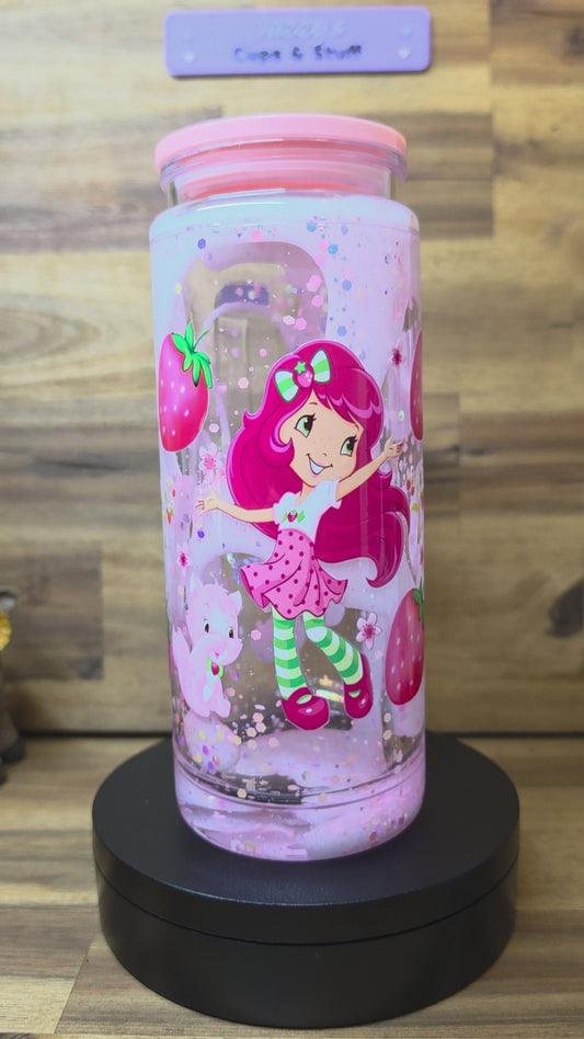 🍓 Strawberry Cutie 20oz Acrylic Lava Snow Globe Cup 💗✨